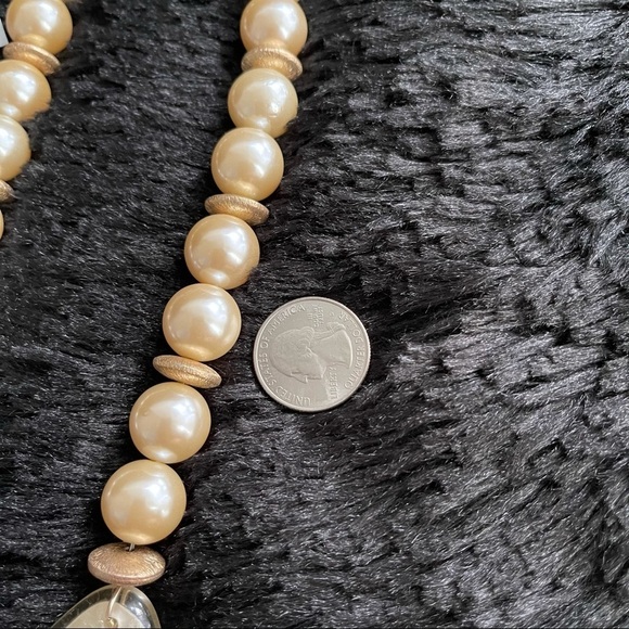 Lucite Discs Pearls Sterling Silver Statement Necklace - Picture 12 of 16